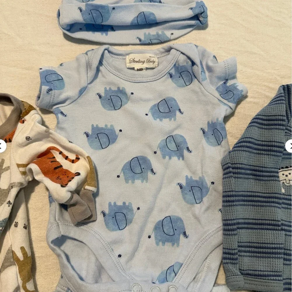 Newborn Baby Boy Clothing Lot 8pc‎ Carter’s Gerber Sleepers Hats NB